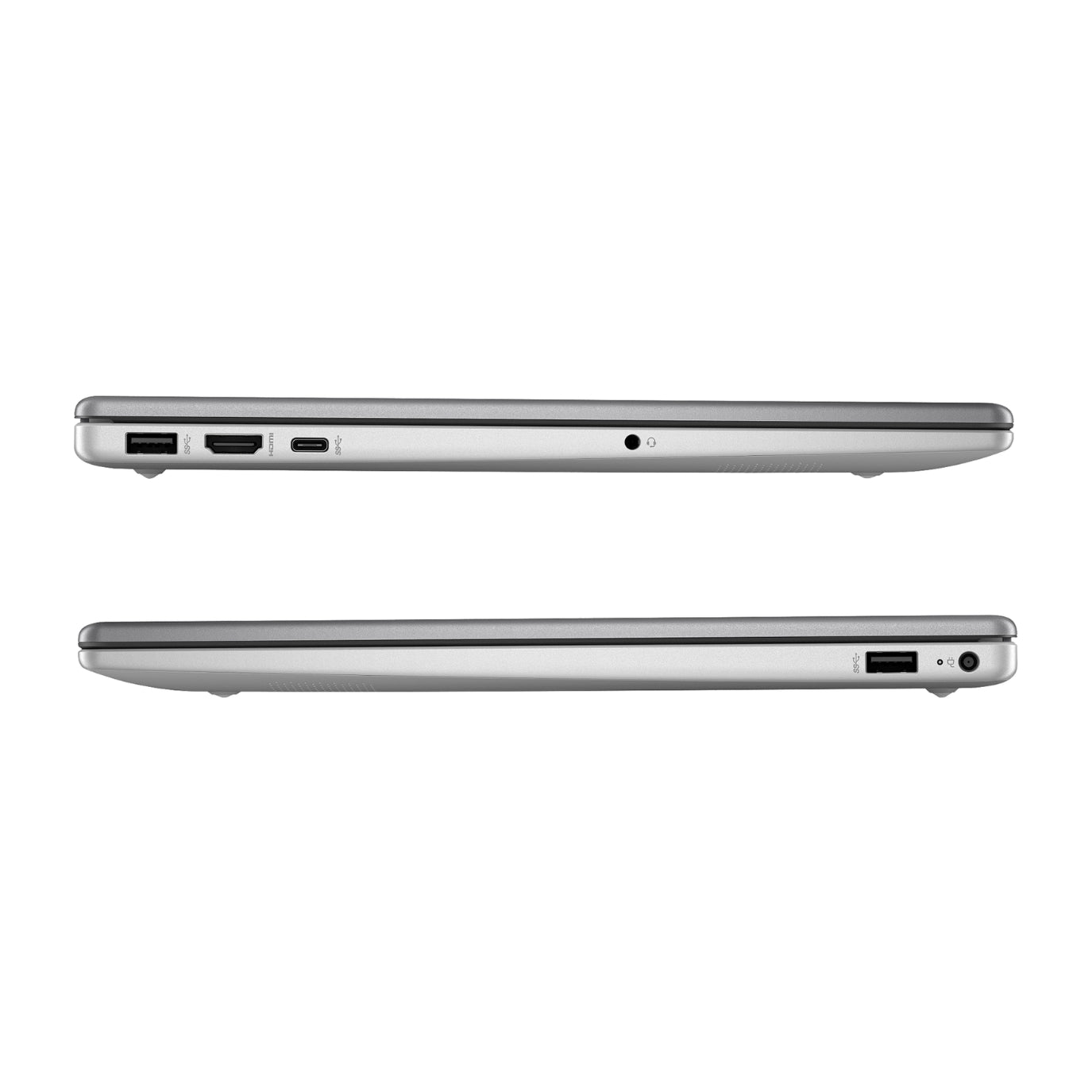 Vistas laterales de la Laptop HP 250 G10 Intel Core i5 mostrando puertos USB y HDMI