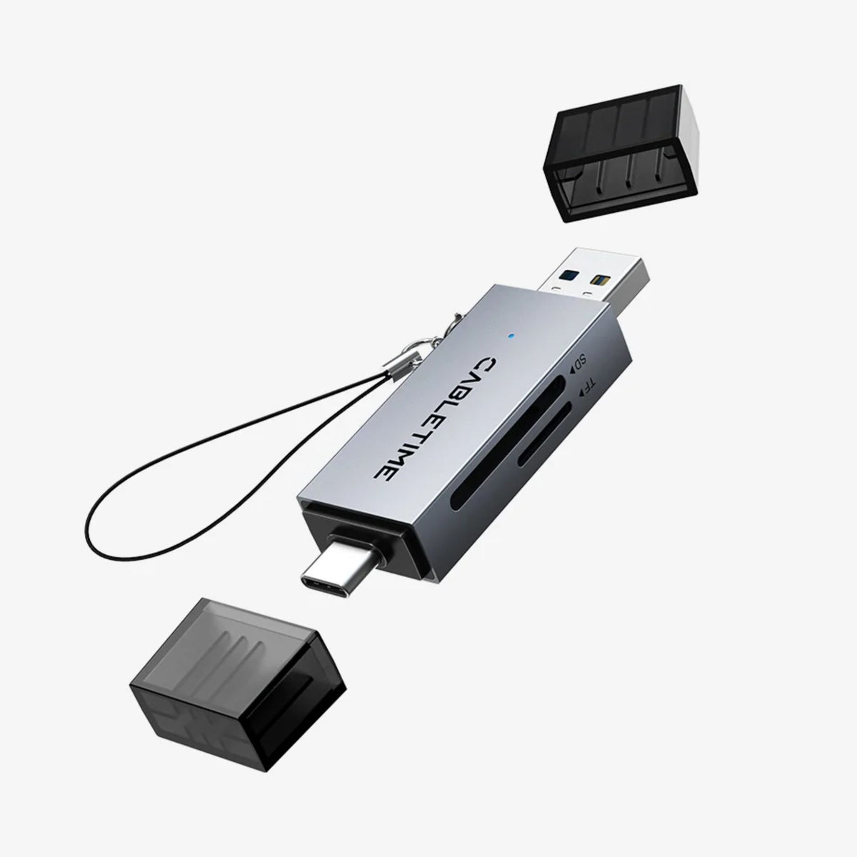 Lector de tarjetas de memoria CABLETIME CD40G con USB-C y USB 3.0