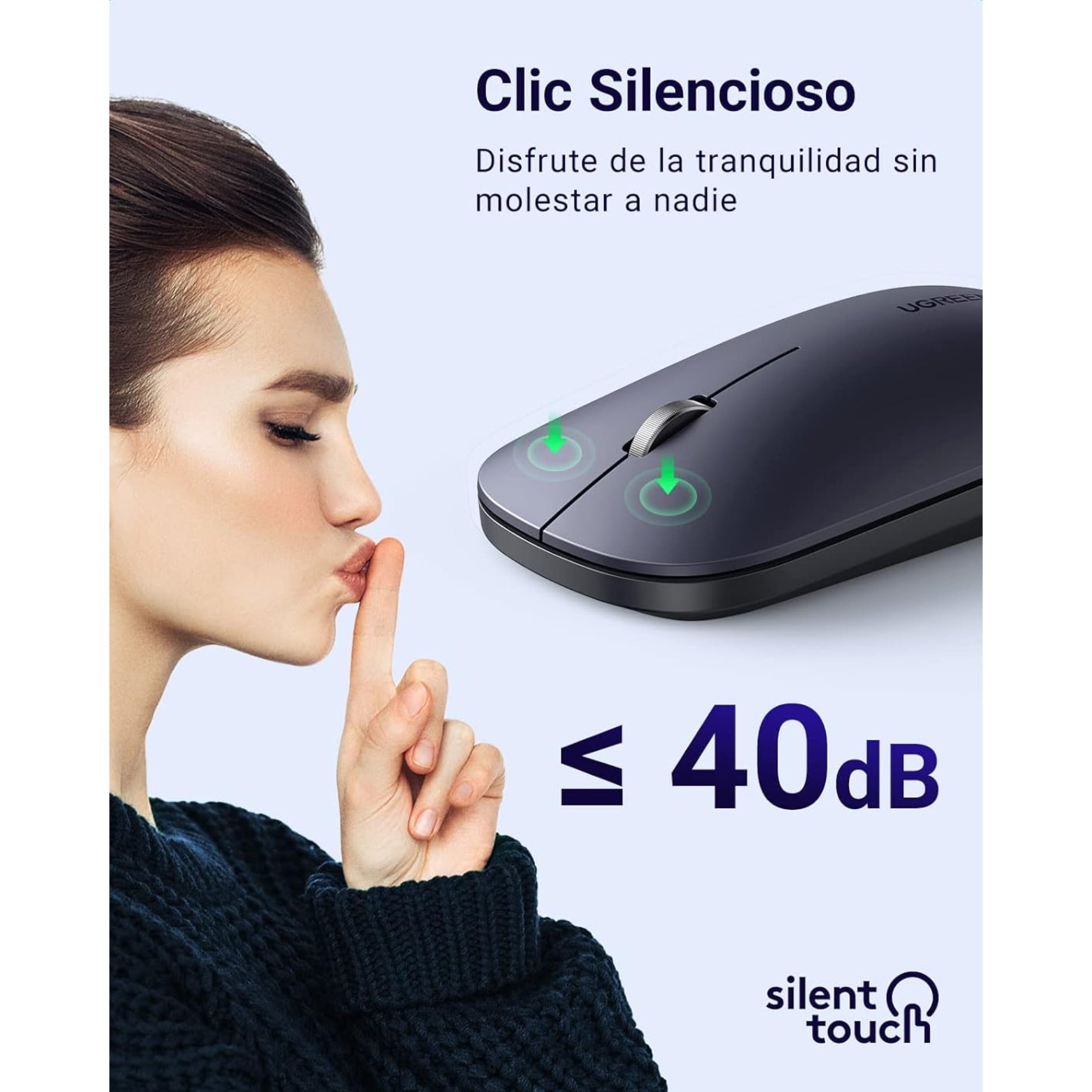 Mouse inalámbrico UGREEN MU001 90372 Negro silencioso