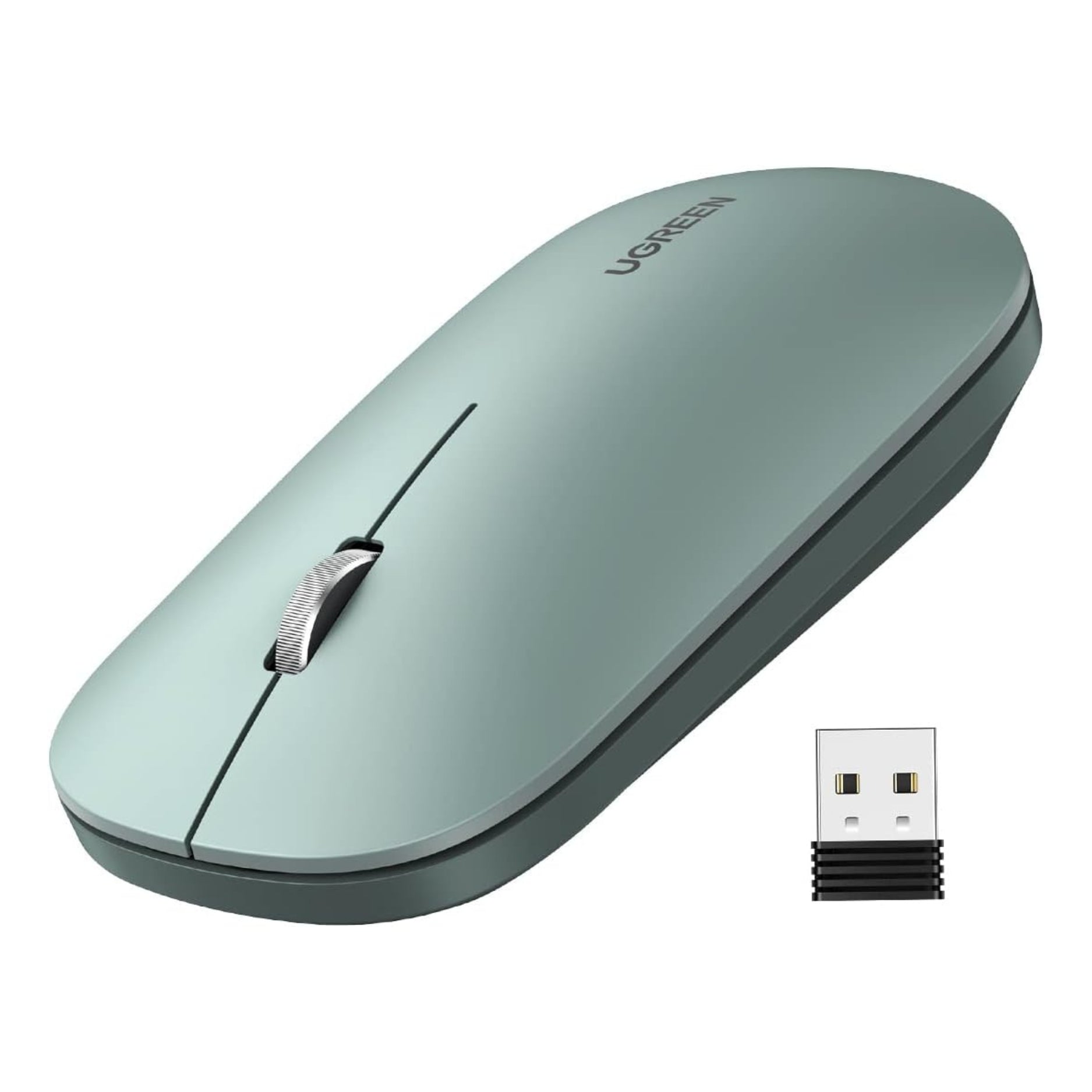 Mouse inalámbrico UGREEN MU001 90374 Verde silencioso vista frontal