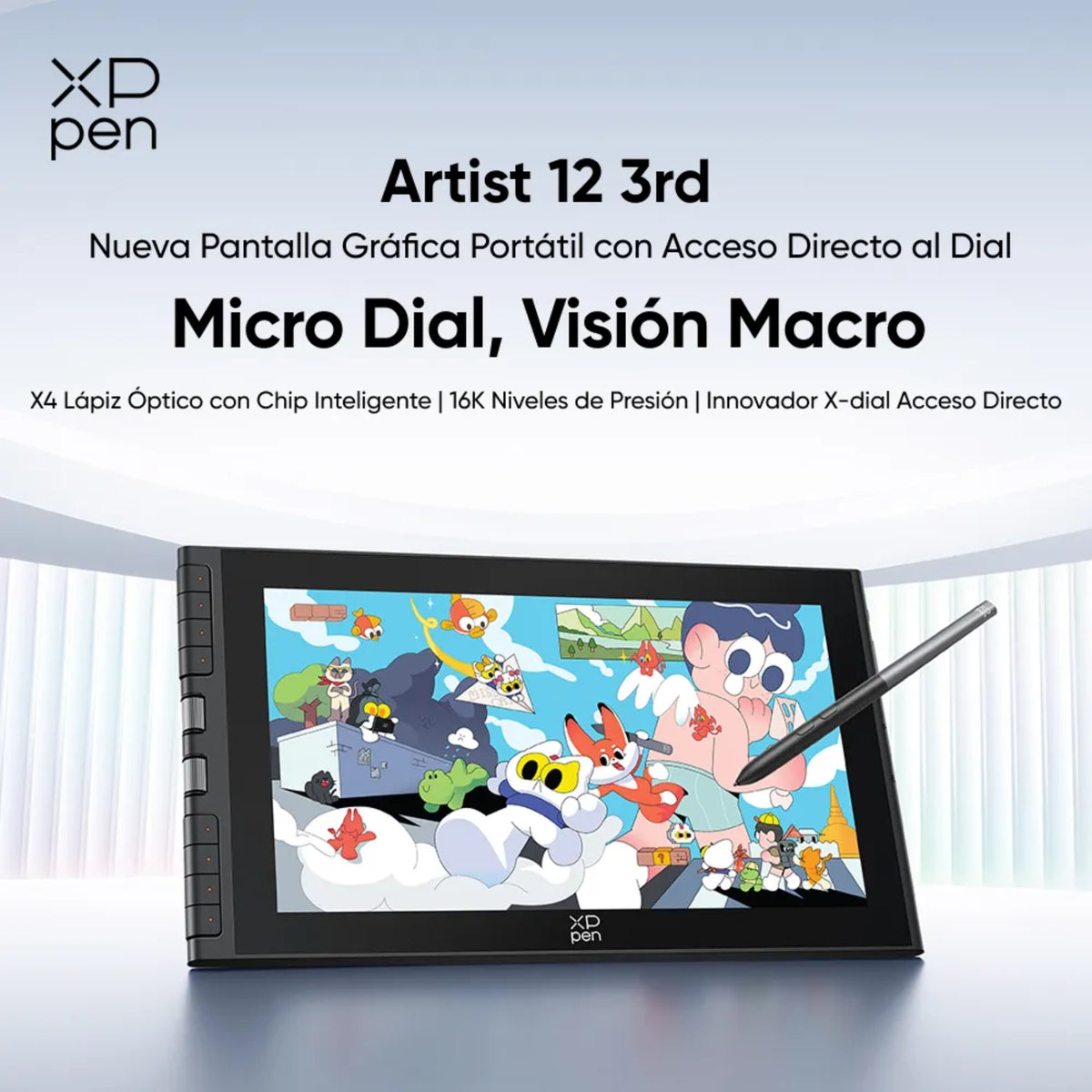 Pantalla Gráfica XP-PEN Artist 12 Gen 3, 11.9" Ful HD, 16384 Niveles de Presión (CD121FH)