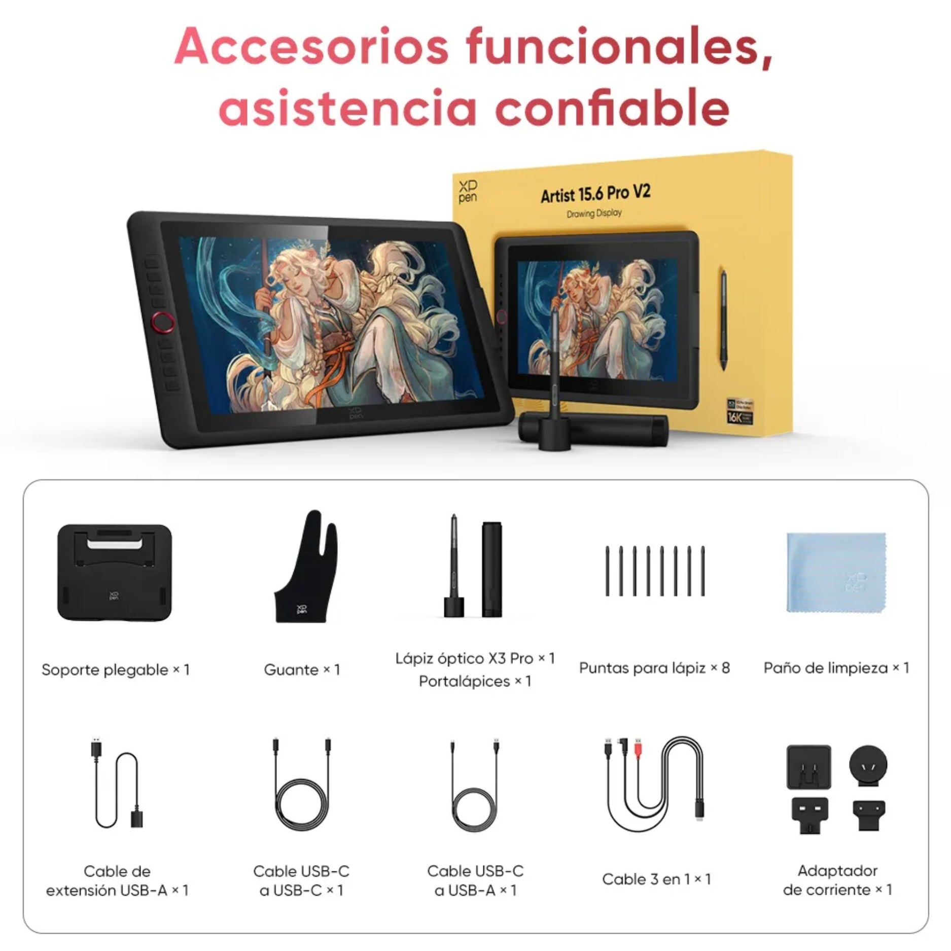 Pantalla Gráfica XP-PEN Artist 15.6 Pro V2, Full HD, Chip X3 Pro, 16384 Niveles de Presión (MD160FH)