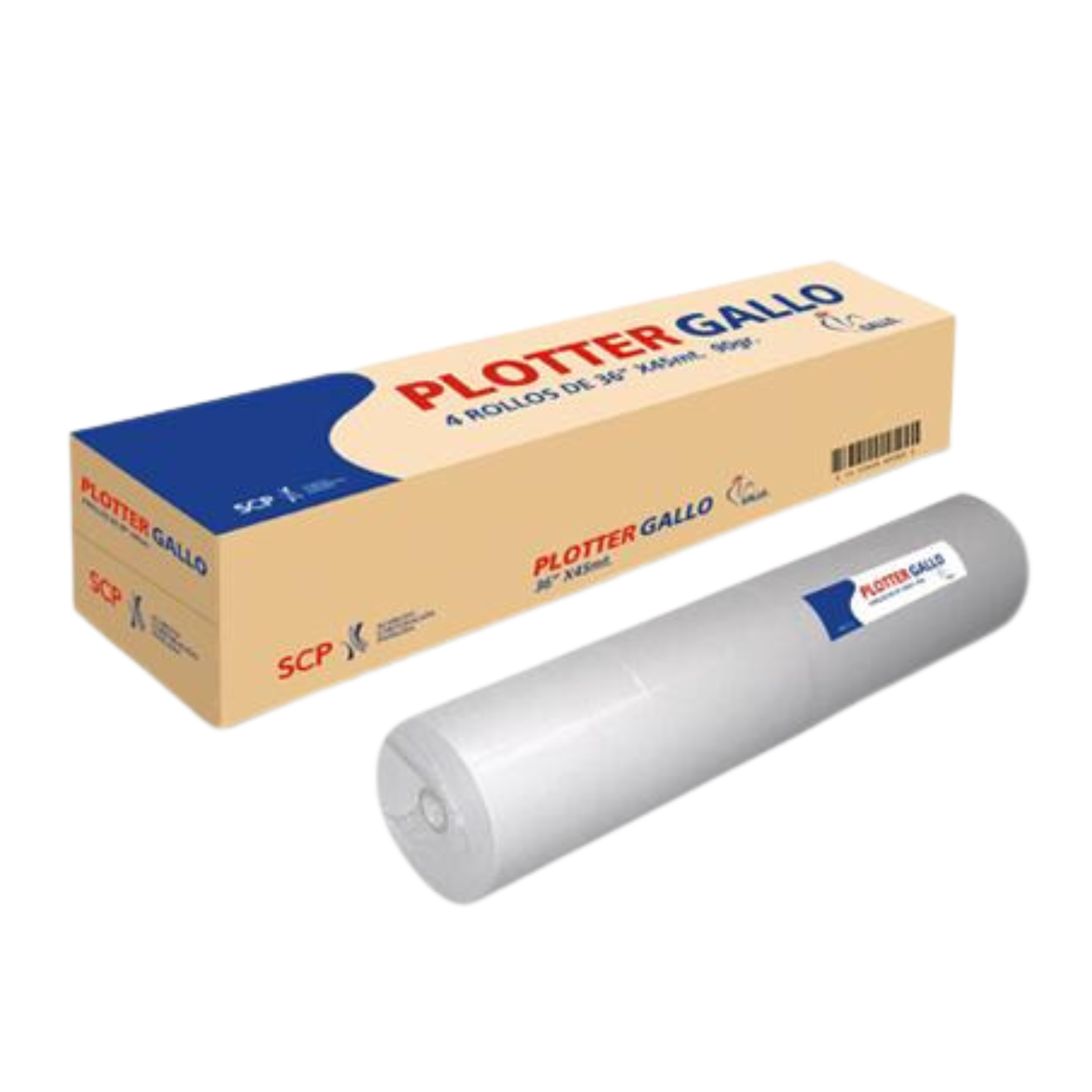 Rollo de papel para plotter A0, Gallo 90 Gr, 45 mts, 36" (91 cm)