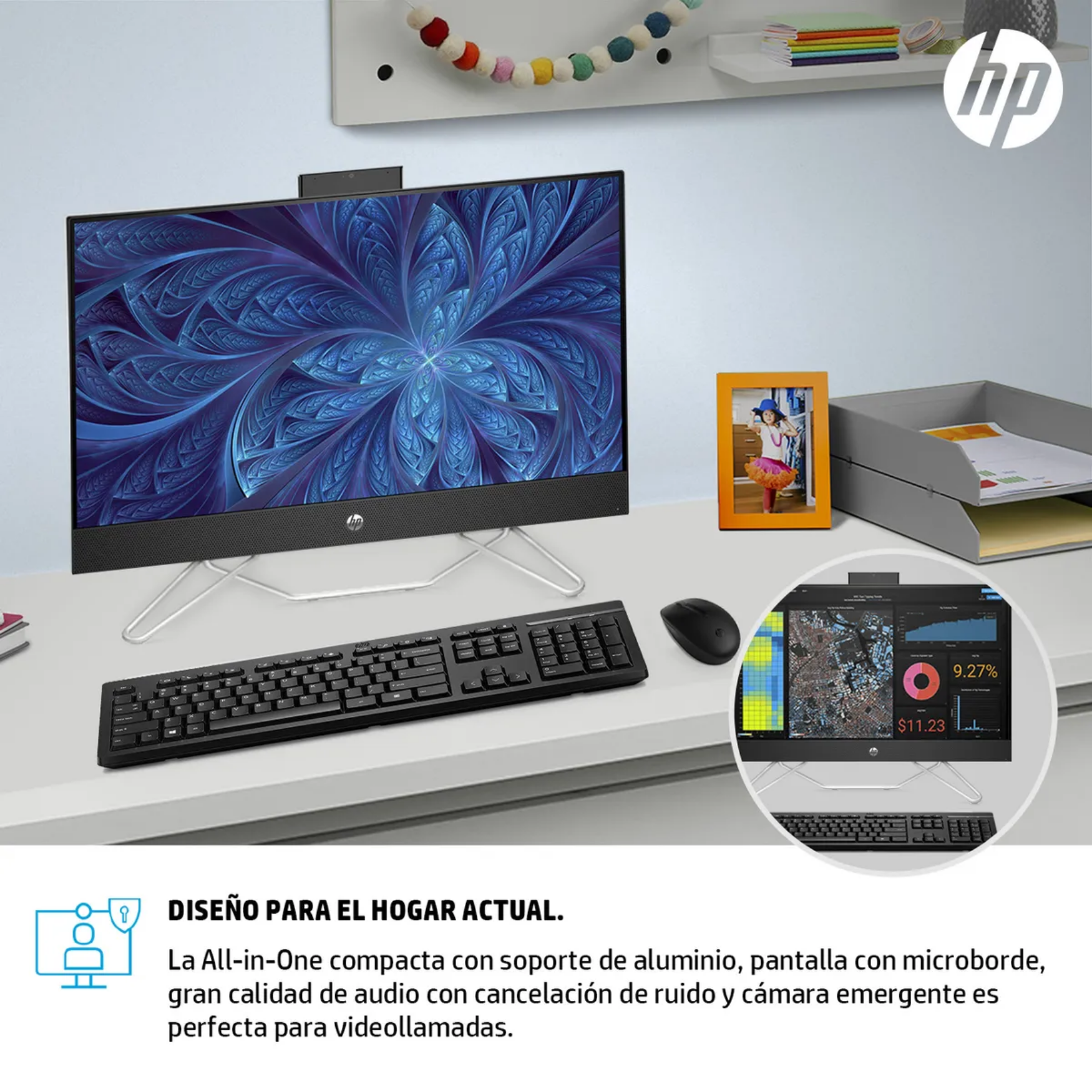 PC All In One HP 24-cb1004la Core i5-1235U 16GB RAM, SSD 512GB, 23.8", Windows 11 (69K50LA)