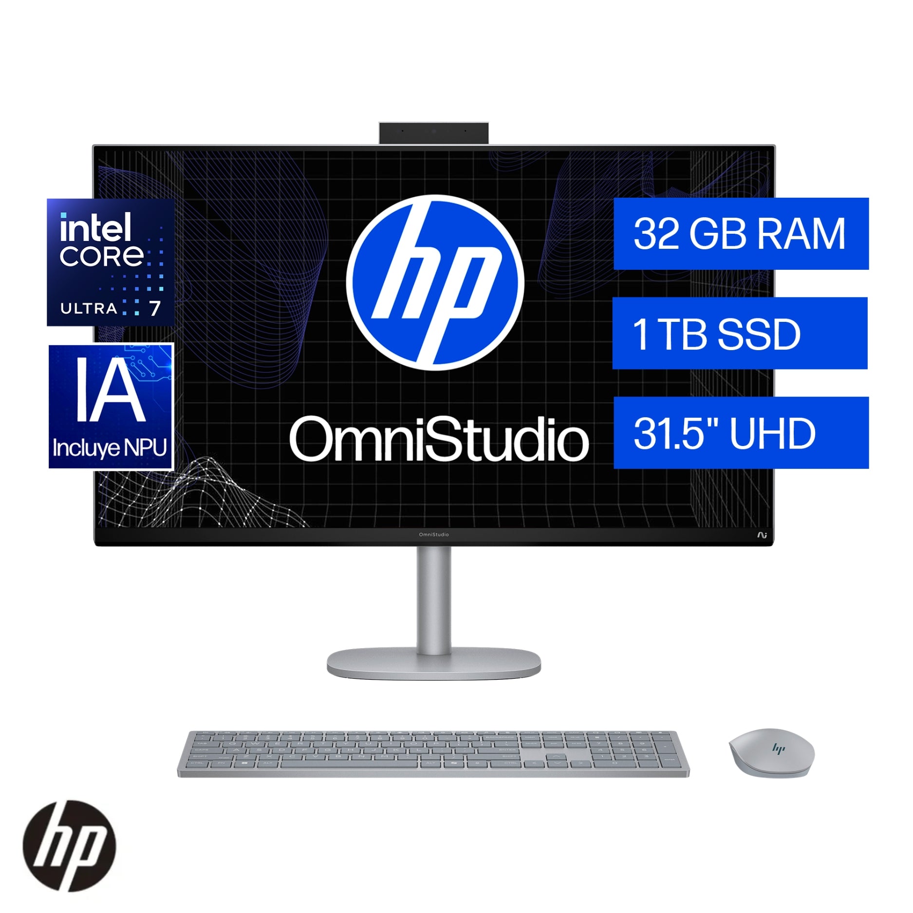 PC All in One HP OmniStudio X 32-c1271la Core Ultra 7, 32GB RAM, 1TB SSD, Pantalla 31.5" 4K UHD, Windows 11 (BM6P2LA)