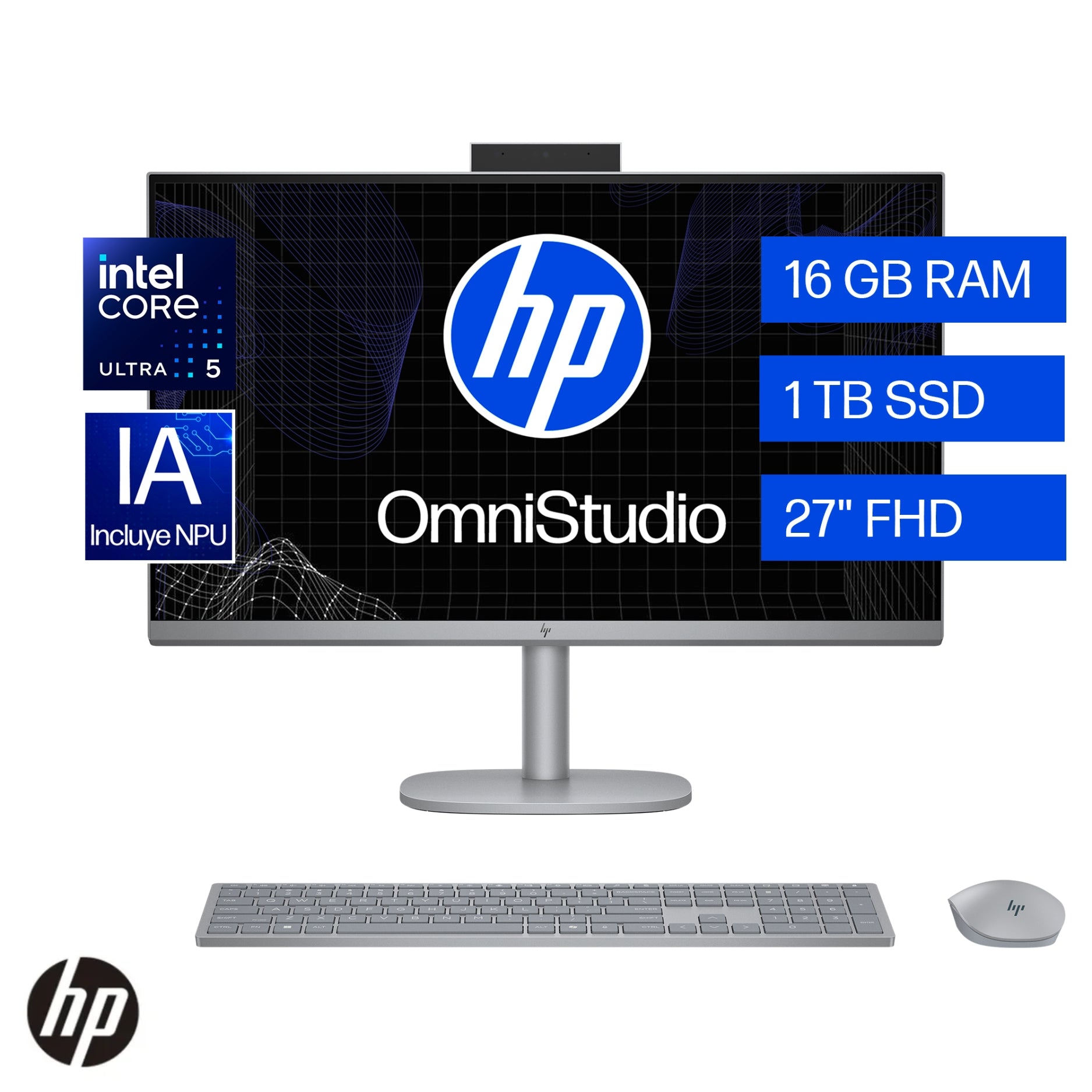 PC All in One HP OmniStudio X 27-cs0252la Core Ultra 5, 16GB RAM, 1TB SSD, Pantalla 27" FHD, Windows 11 (BM6P4LA)