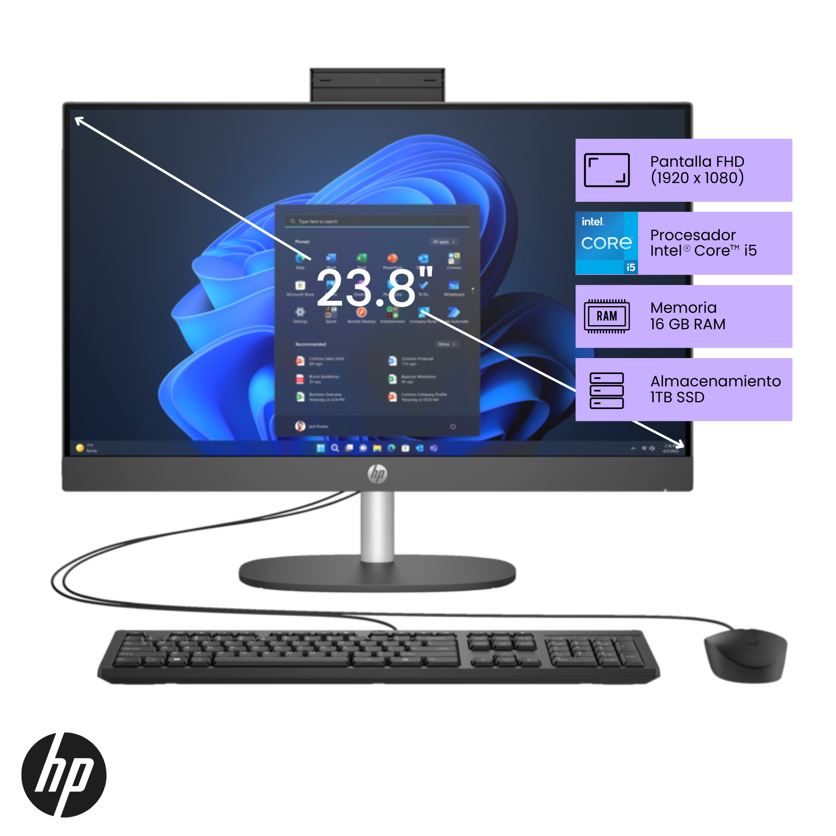 Computadora HP All in One ProOne 240 G10 Intel Core i5 13va Generación (9P4K3LA)