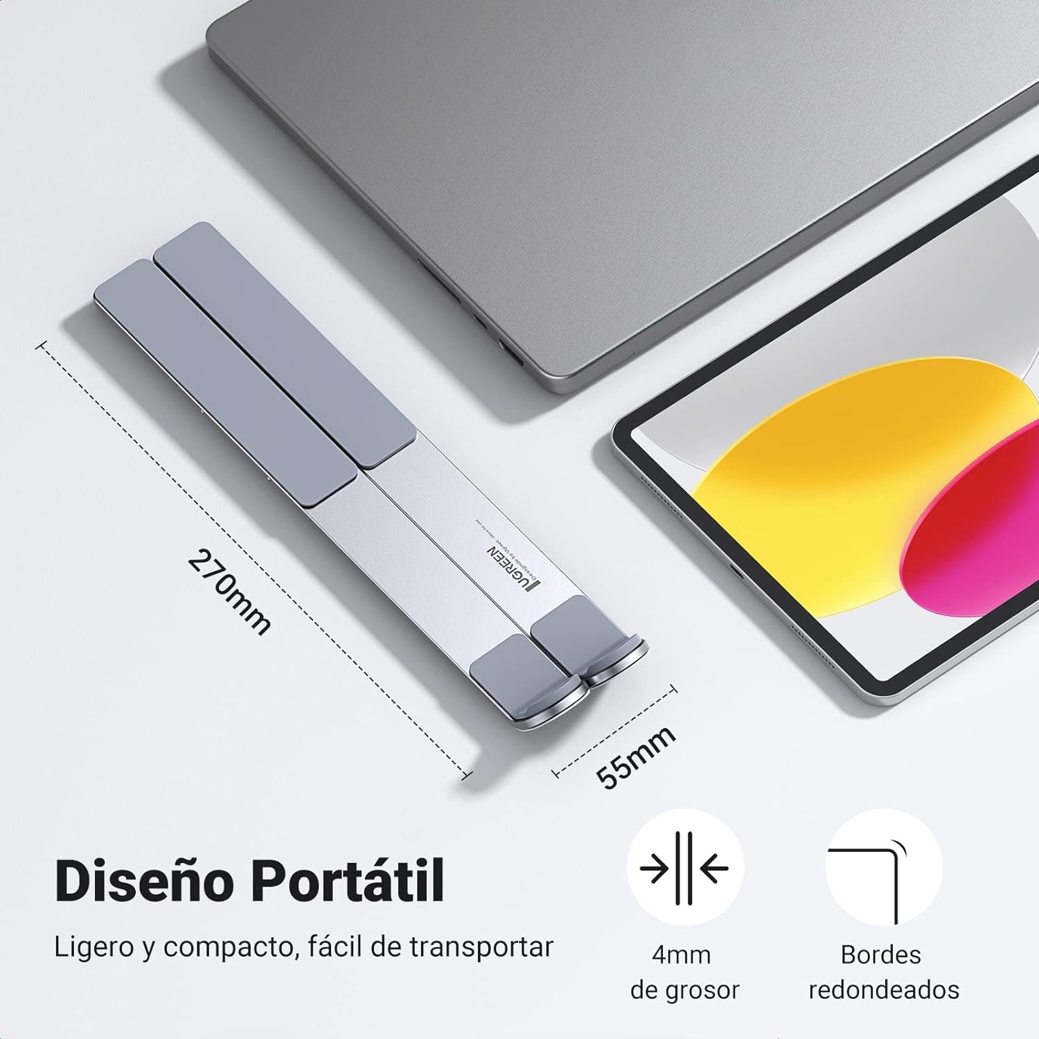 Soporte ajustable para laptop Ugreen LP451 de aluminio, plateado (40289)
