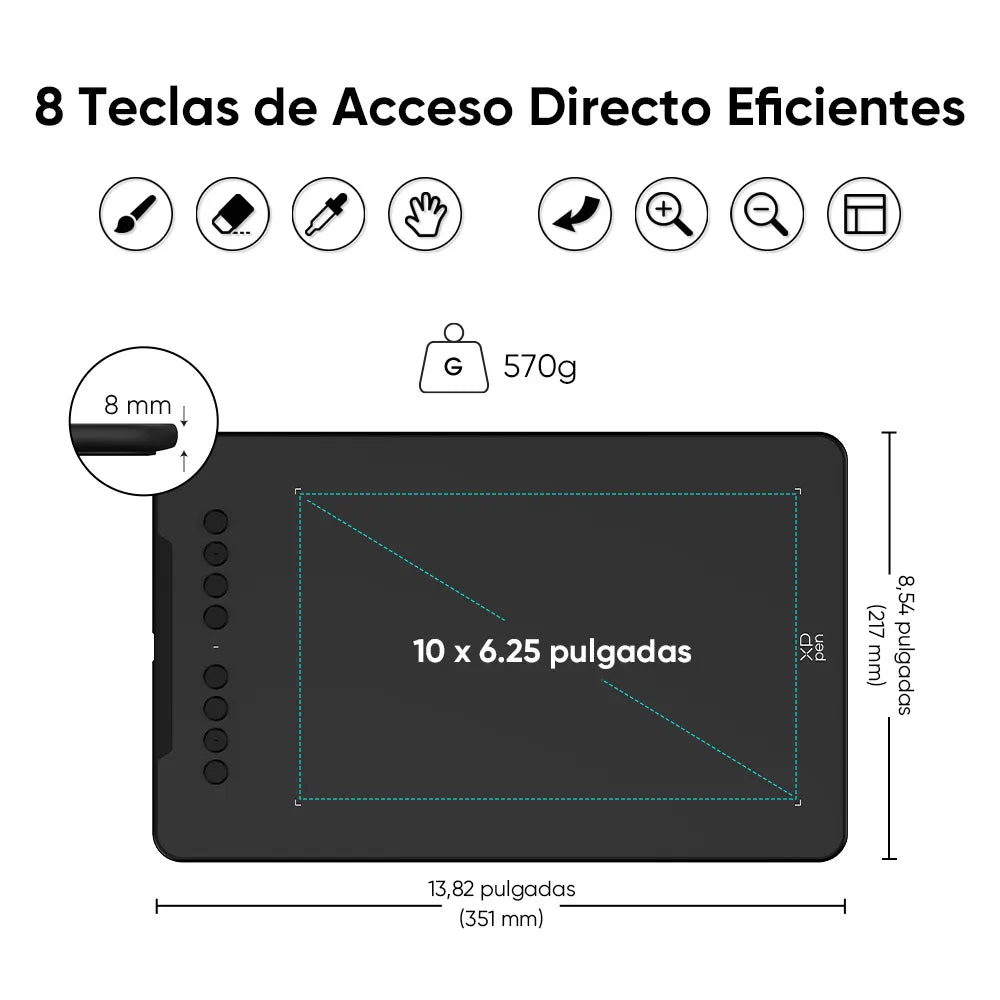 Tableta gráfica XP-PEN Deco 01 V3 con lápiz sin batería y 16,384 niveles de presión y teclas programables