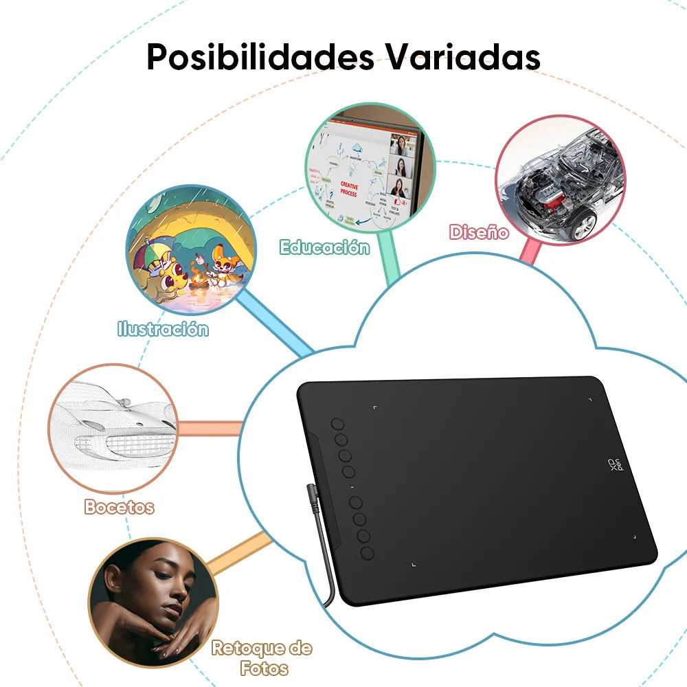 Tableta gráfica XP-PEN Deco 01 V3 con lápiz sin batería y 16,384 niveles de presión y utilidad
