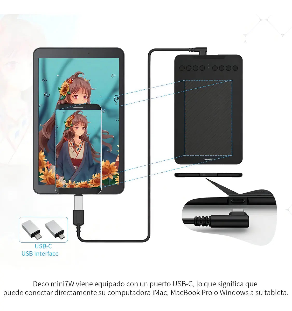 Compatibilidad con Android, celular y tablet de la tableta XP-Pen Deco Mini 7W