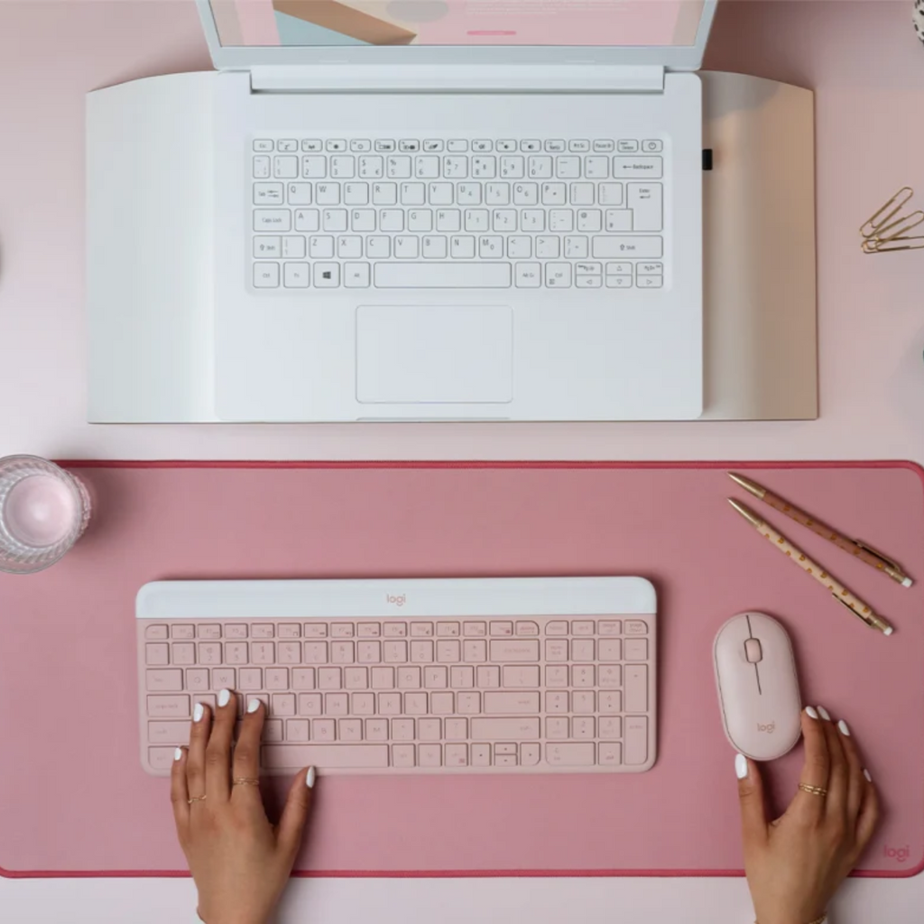 Teclado y Mouse Inalámbrico Logitech MK470 Slim Rosa