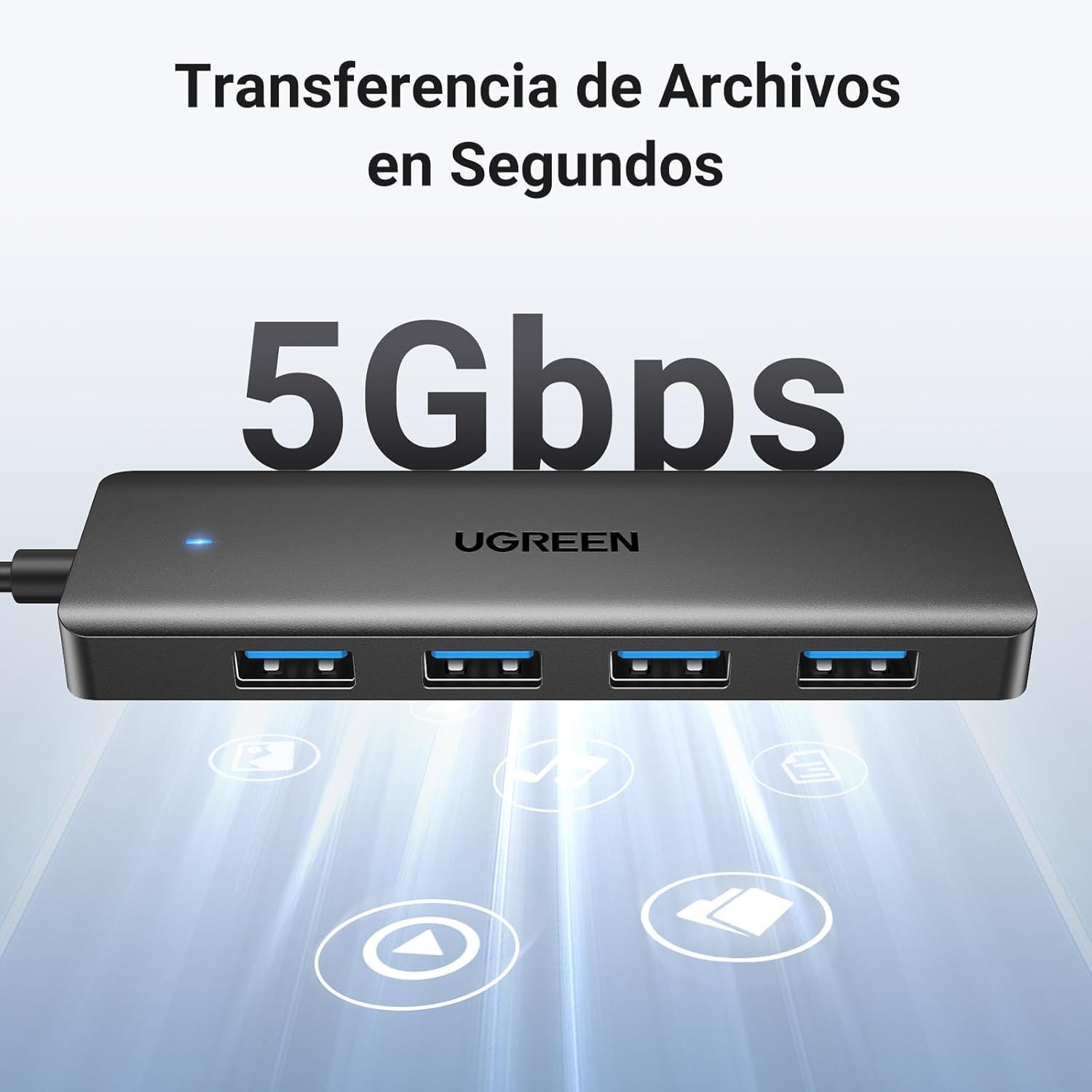 UGREEN Hub USB 3.0 5 Gbps 4 Puertos 15 cm Negro (CM219 - 25851)