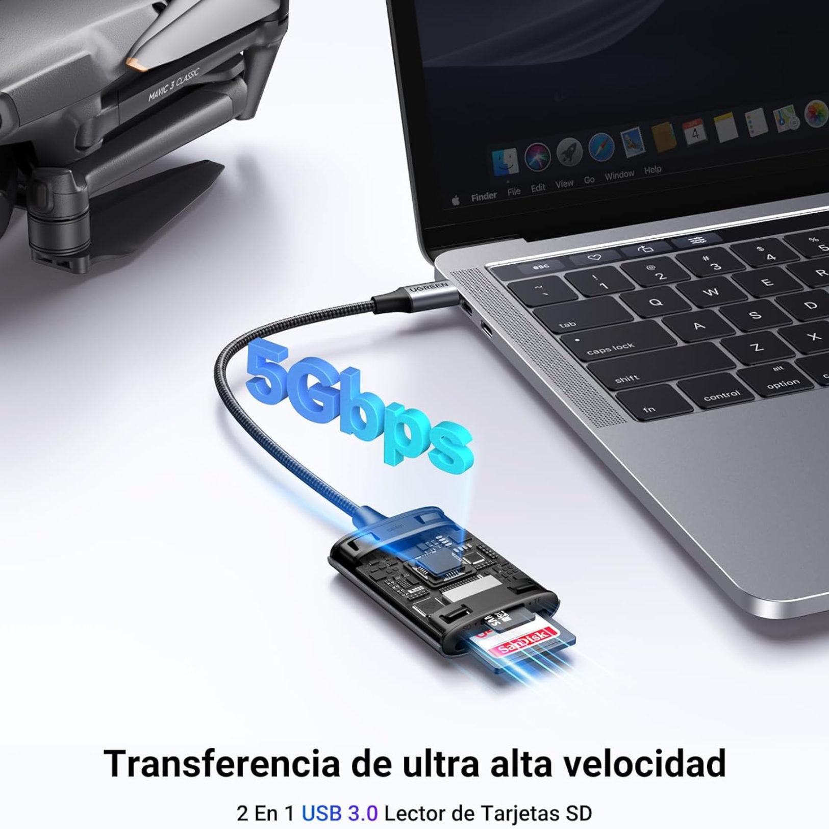 UGREEN Lector de tarjetas USB-C a SD, MicroSD para Laptop, MacBook, Tablet, iPad (CM401-80888)