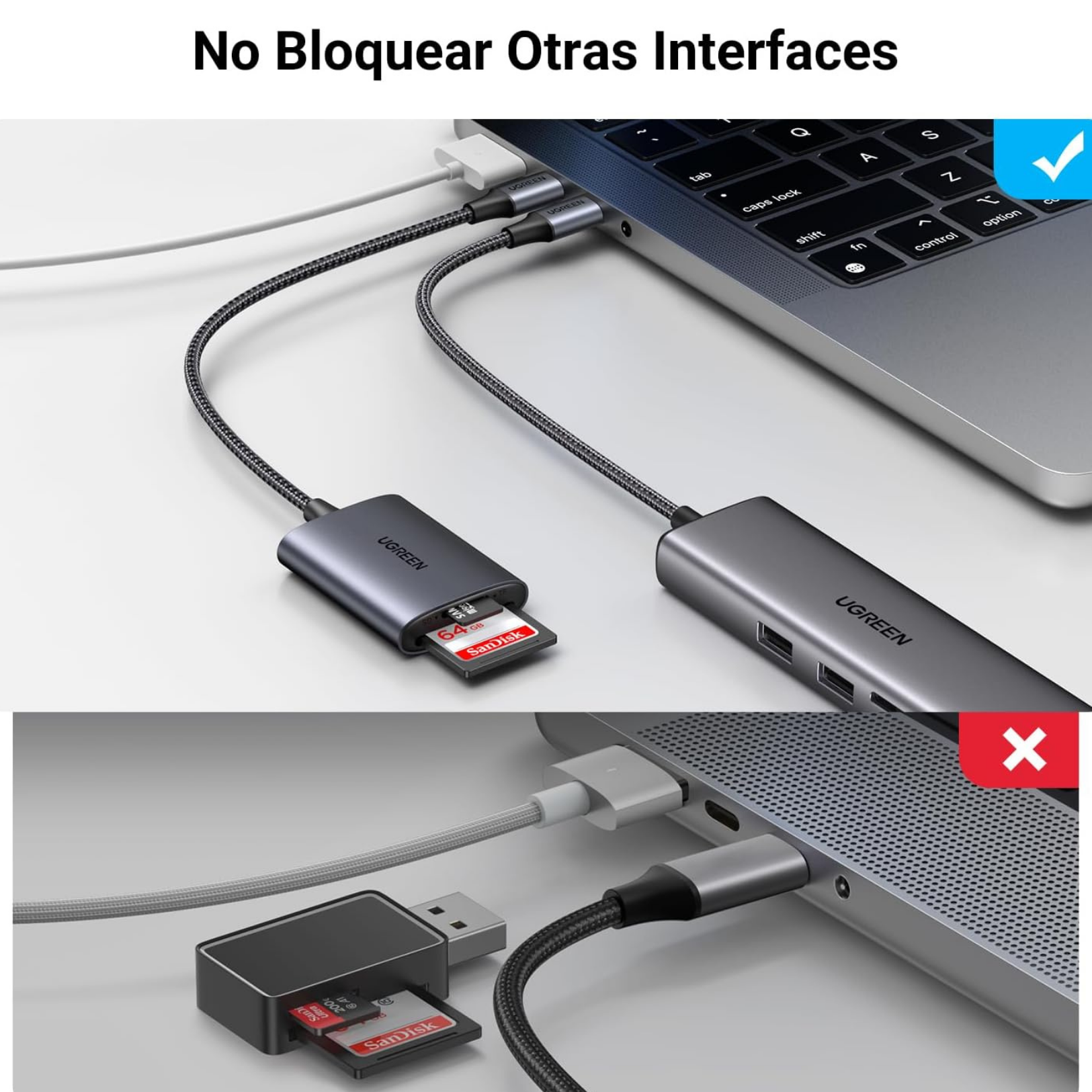 UGREEN Lector de tarjetas USB-C a SD, MicroSD para Laptop, MacBook, Tablet, iPad (CM401-80888)