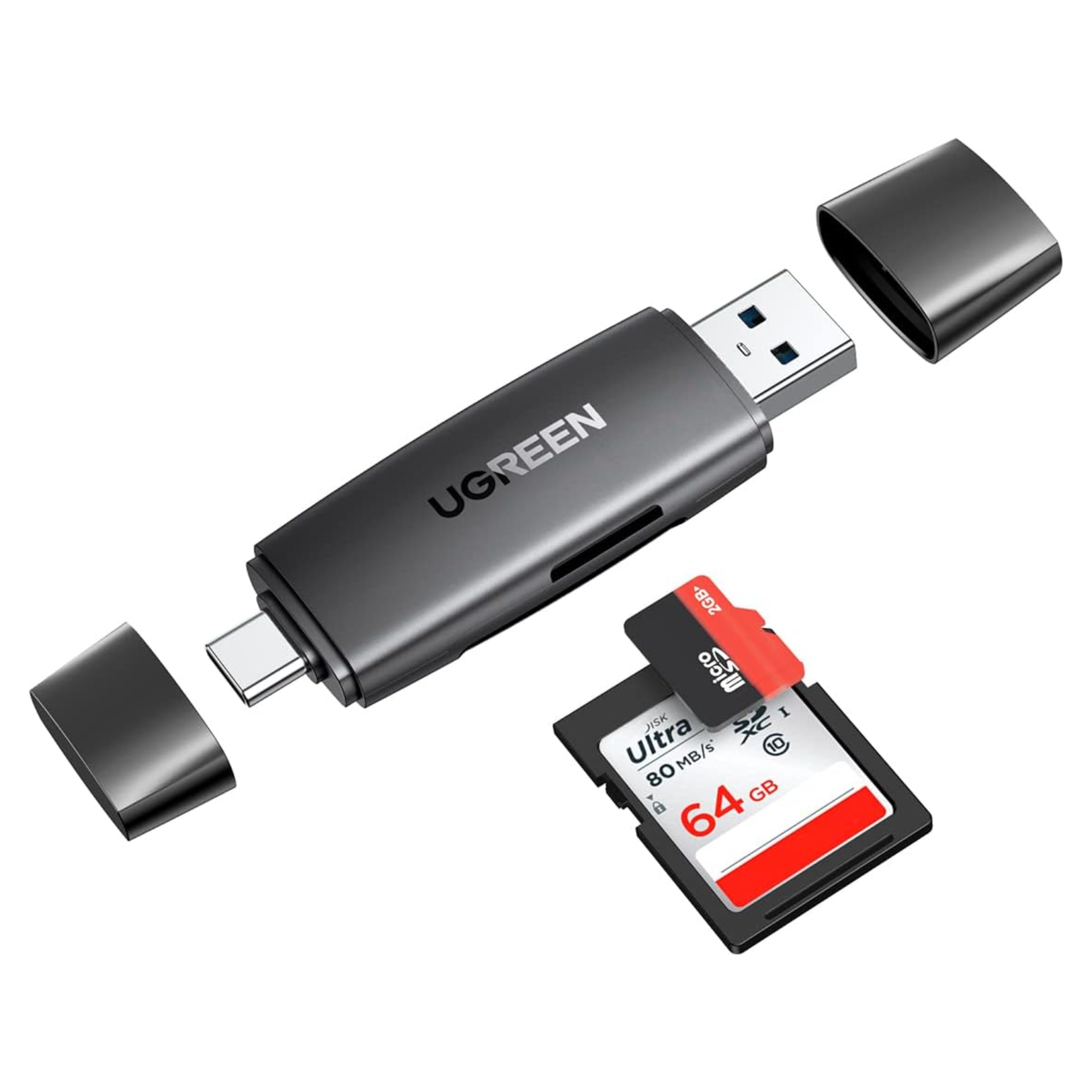 UGREEN Lector de tarjetas SD, Micro SD USB-C/USB 3.0 para Laptop Pc, Macbook, Tablet (CM301 - 80191)