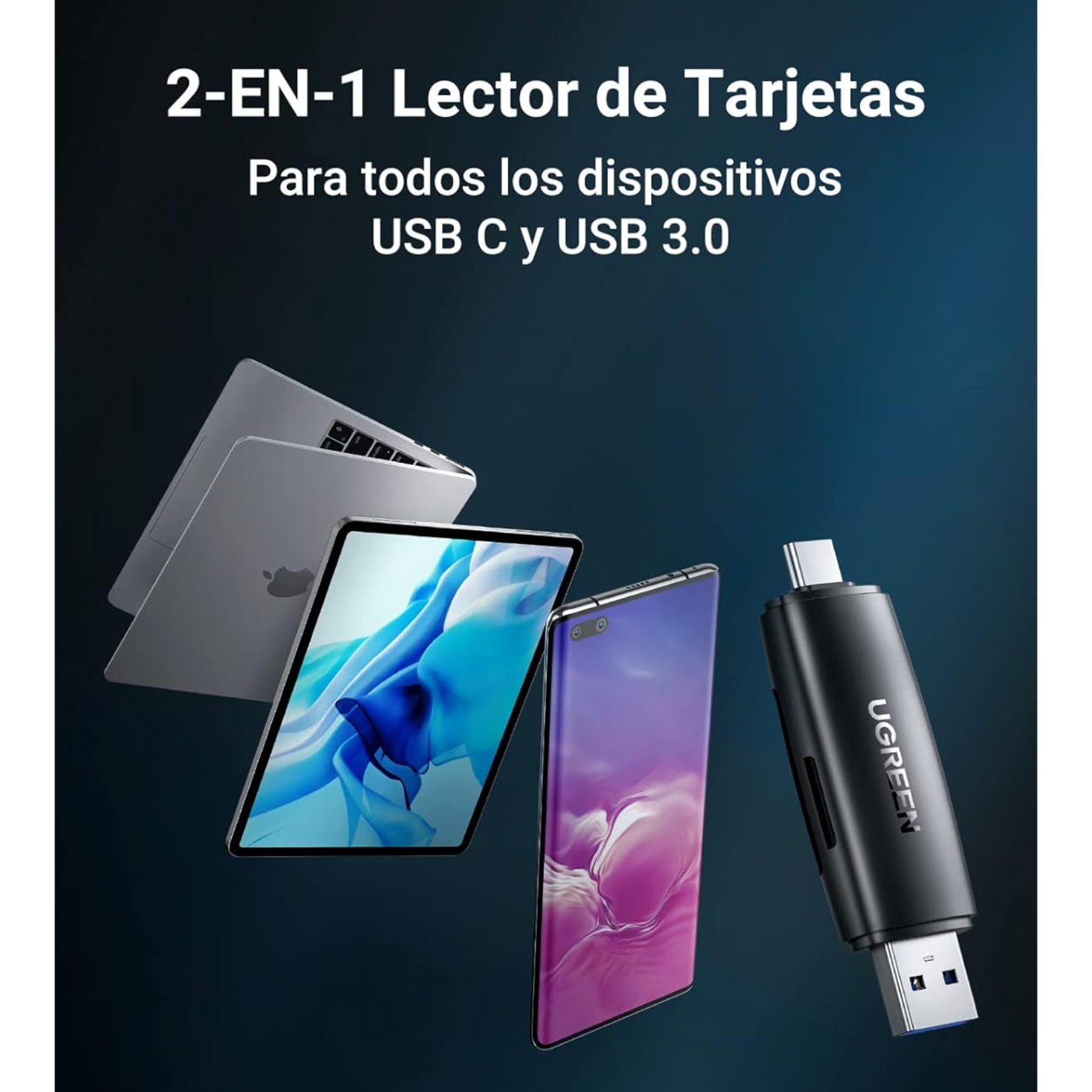 UGREEN Lector de tarjetas SD, Micro SD USB-C/USB 3.0 para Laptop Pc, Macbook, Tablet (CM301 - 80191)