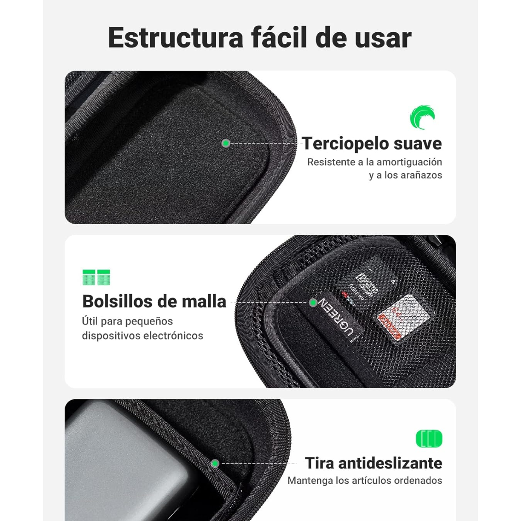 UGREEN LP152 Estuche Rígido Organizador para Disco Duro y Accesorios (50903)