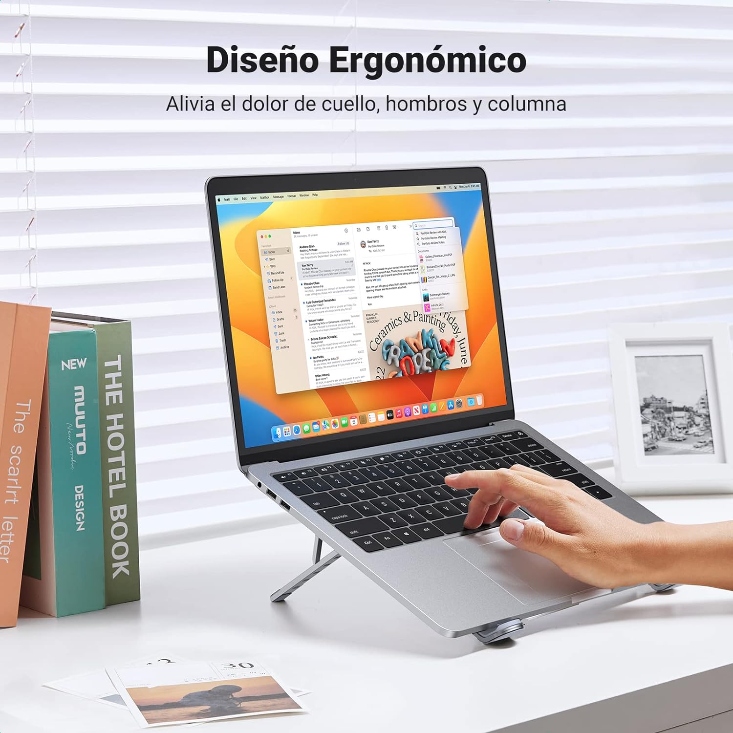 UGREEN Soporte portátil de aluminio, ajustable, plegable, para Laptop, Tablet, iPad, MacBook de 8" a 17.3" pulg. (LP451 - 40289)