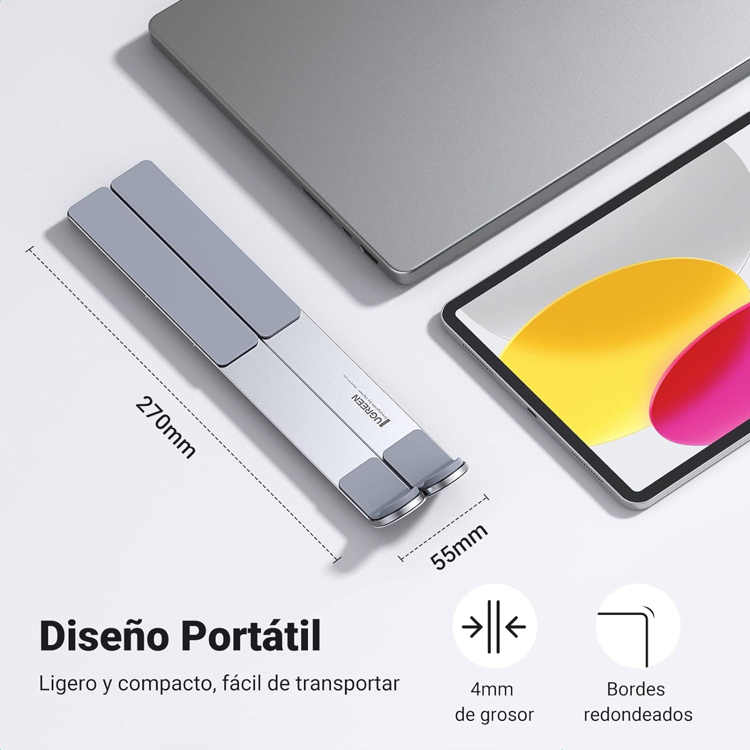 UGREEN Soporte portátil de aluminio, ajustable, plegable, para Laptop, Tablet, iPad, MacBook de 8" a 17.3" pulg. (LP451 - 40289)