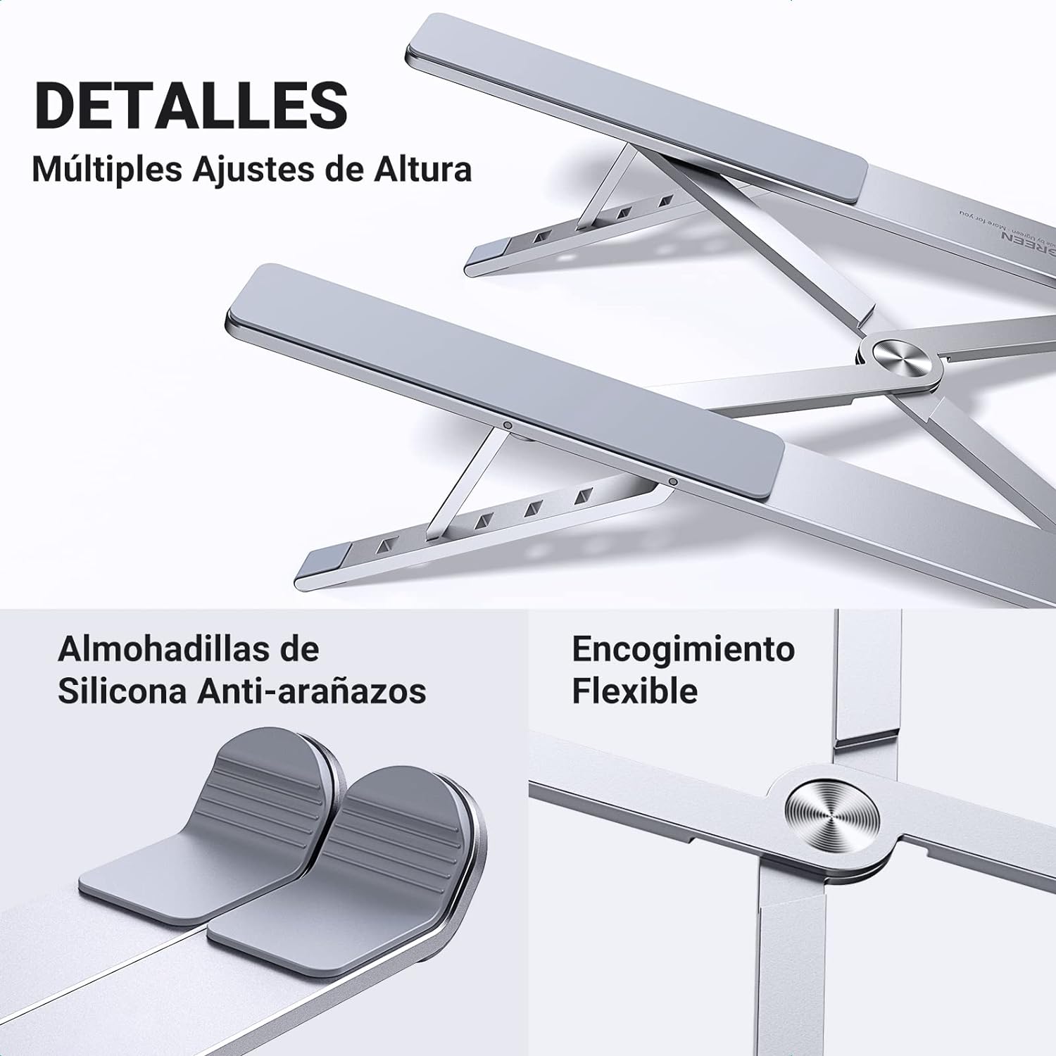 UGREEN Soporte portátil de aluminio, ajustable, plegable, para Laptop, Tablet, iPad, MacBook de 8" a 17.3" pulg. (LP451 - 40289)