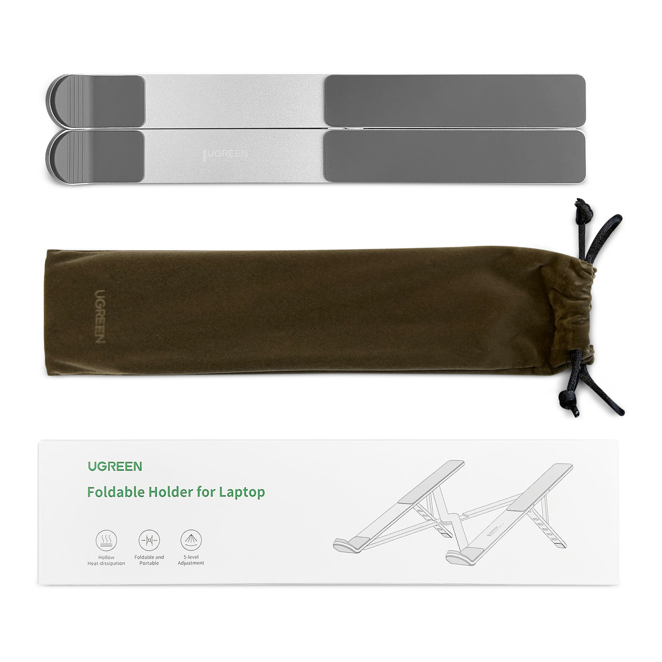 UGREEN Soporte portátil de aluminio, ajustable, plegable, para Laptop, Tablet, iPad, MacBook de 8" a 17.3" pulg. (LP451 - 40289)