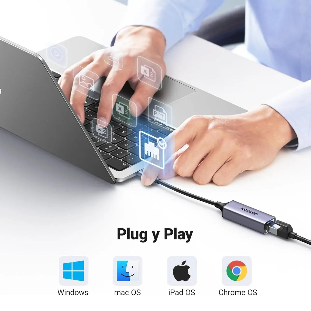 Adaptador de red UGREEN USB-C a RJ45 Ethernet 1 Gbps (CM199 - 50737)