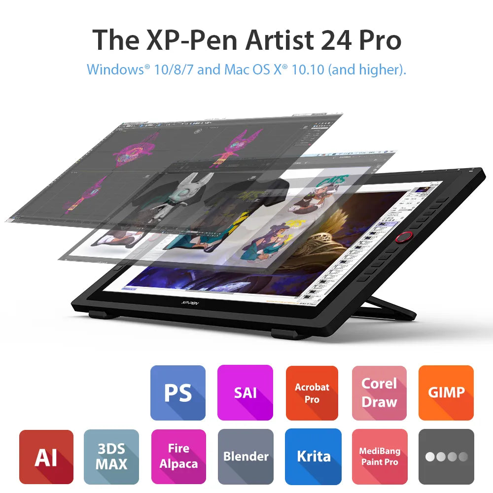XP-PEN Artist 24 Pro compatible con Windows, Mac, Linux y Chrome OS.