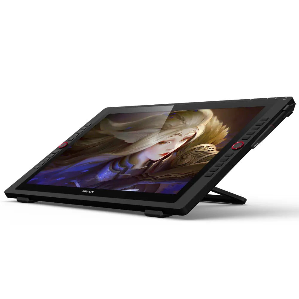 Vista lateral de la pantalla XP-PEN Artist 24 Pro con soporte ajustable.