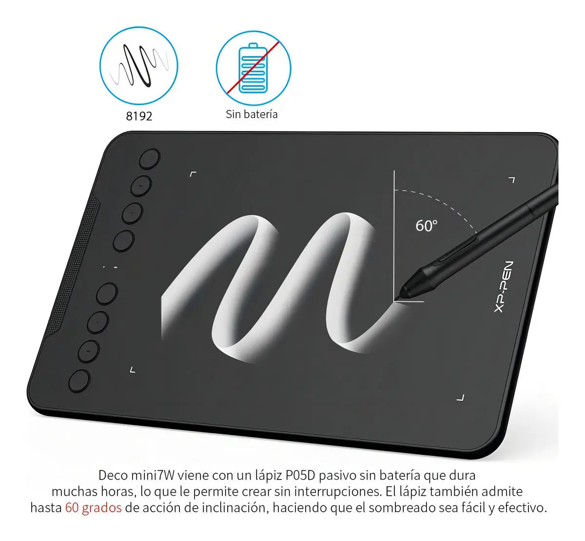 Lápiz P05D libre de batería de la tableta gráfica XP-Pen Deco Mini 7W