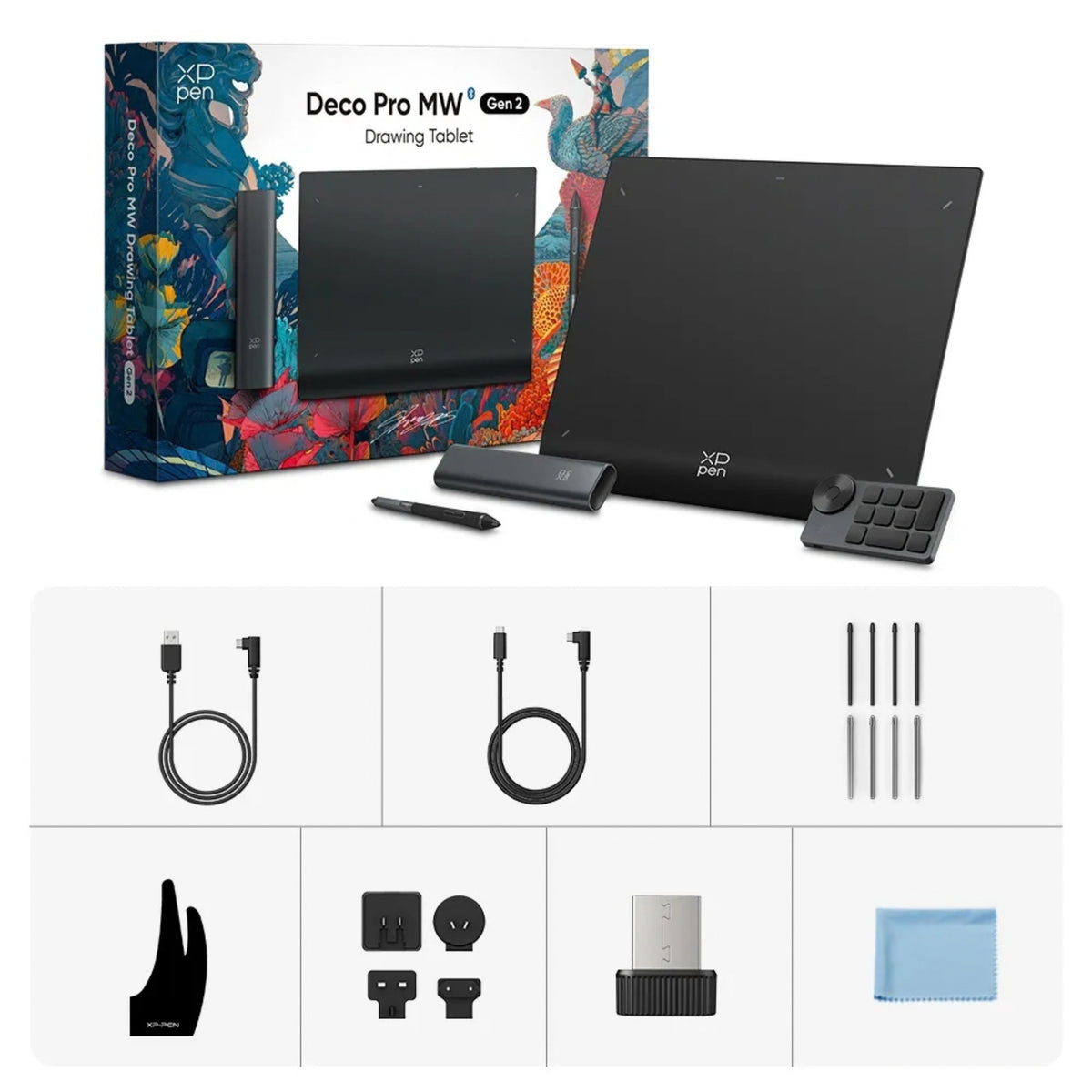 Tableta Gráfica XP-Pen Deco Pro MW (2da Gen), Área 9" x 6", 16384 Niveles de Presión (MT0962B)