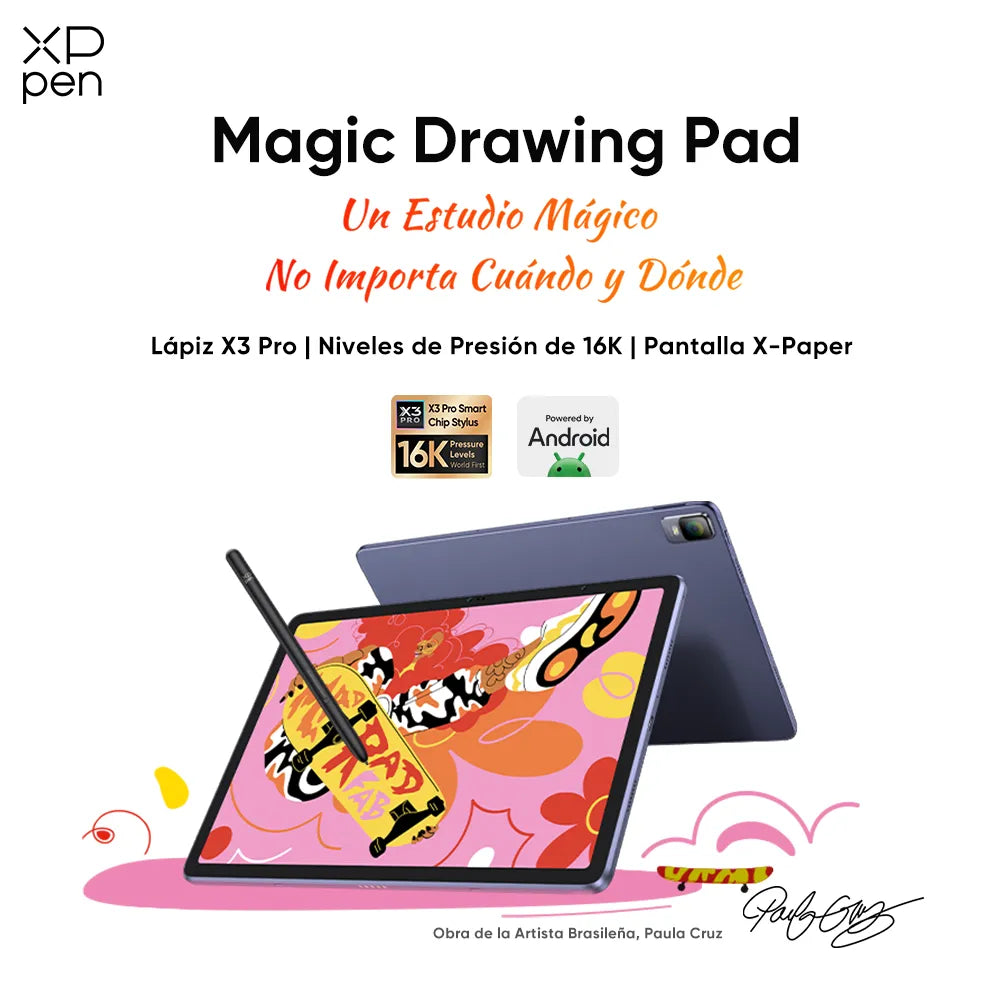 XP-Pen Magic Drawing Pad 12.2" QHD 2K, 8GB RAM, 256GB, Android, 16,384 Niveles de Presión