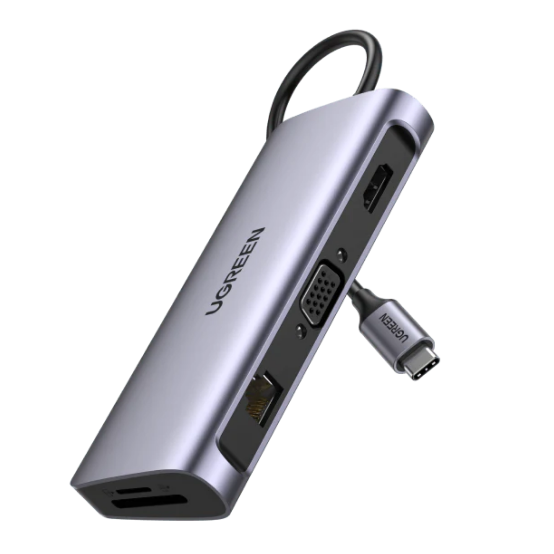 Hub adaptador USB-C Ugreen 10-en-1 RJ45, HDMI, VGA, USB-A, USB-C, SD, TF, AUDIO (80133)