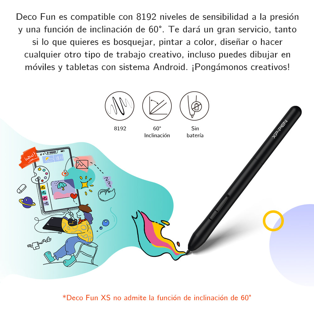 8192 niveles de presión de la tableta XP-Pen Deco Fun L + Soporte de inclinación