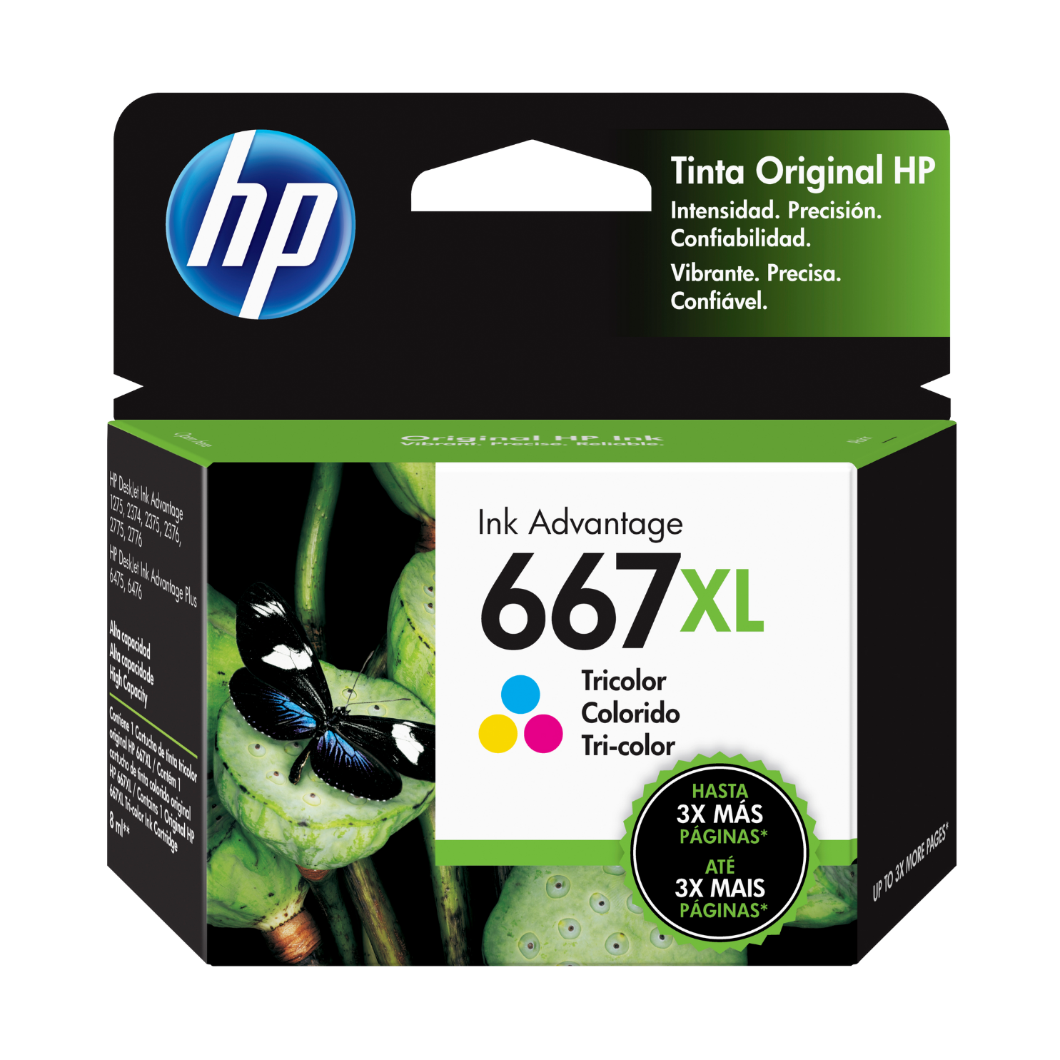 Cartucho de tinta HP 667XL Tricolor (3YM80AL) DeskJet 2775, 4175, 330 Pag.