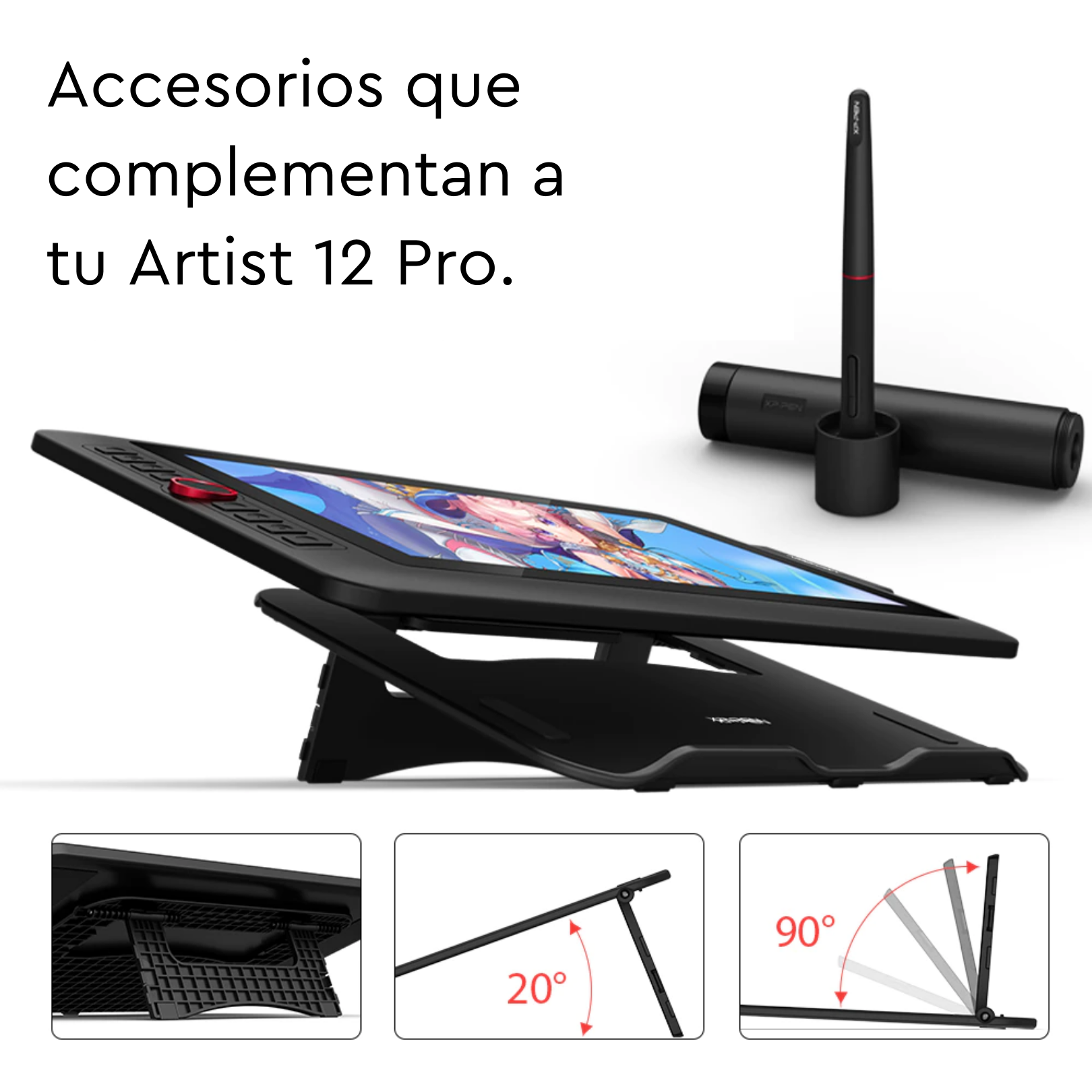 Soporte ajustable antideslizante incluido con la XP-PEN Artist 12 Pro.
